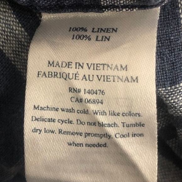 Faherty Mens Shirt Blue White Plaid 100% Linen Button Up Long Sleeve Small - Picture 5 of 11